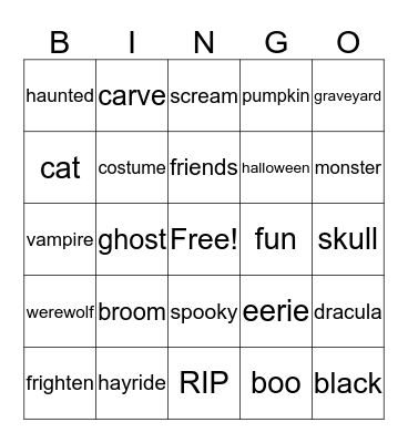 Halloween Bingo Card