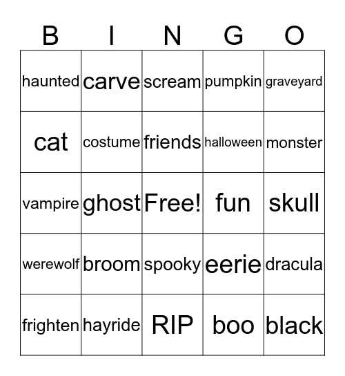 Halloween Bingo Card