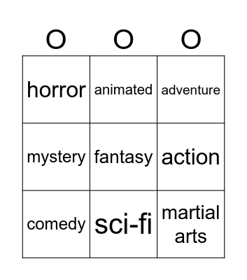 Movie bingo Card