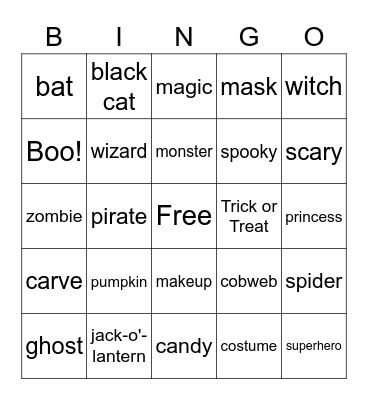 Halloween Bingo Card