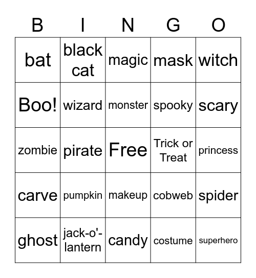 Halloween Bingo Card