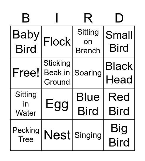 Birding for Beginners Bingo Card