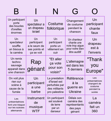 Bingo Eurovision 2025 Bingo Card