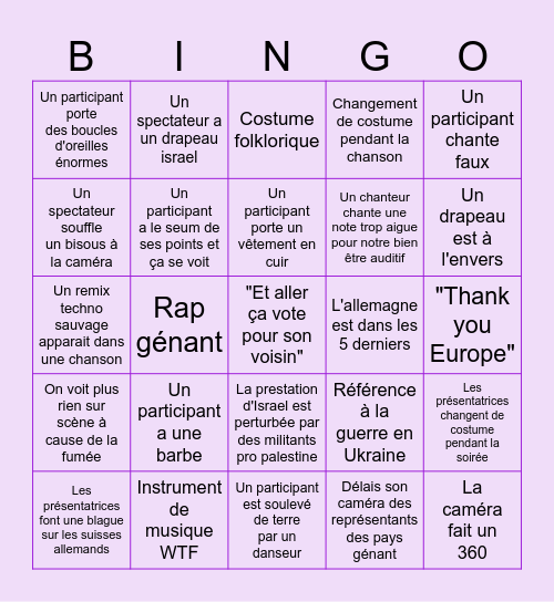 Bingo Eurovision 2025 Bingo Card