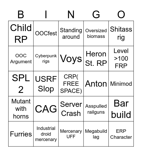 ATF Public Server Bingo Card