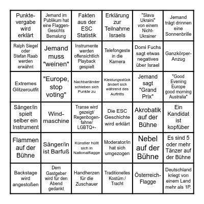 ESC Deutsch Bingo Card