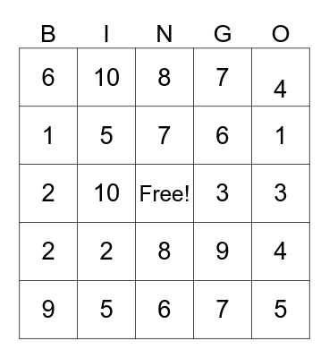 Addition and Subtraction Bingo Card