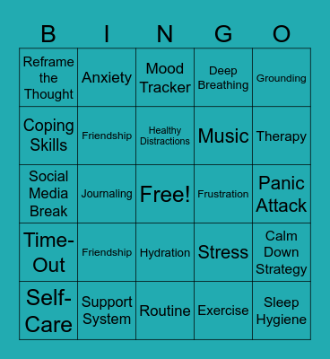 Mental Health Bingo Card