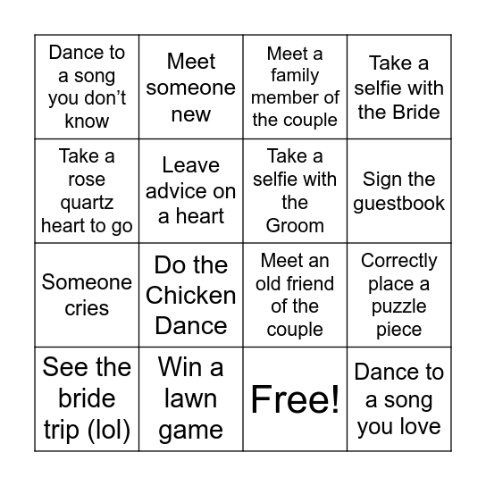 Cooprider-Phelps Wedding 5-17-2025 Bingo Card