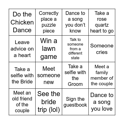 ❤️ Wedding Bingo ❤️ Bingo Card