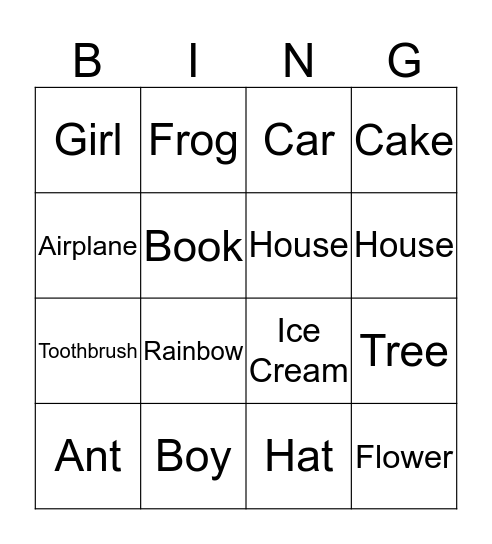 Zek's Birthday Bingo Card