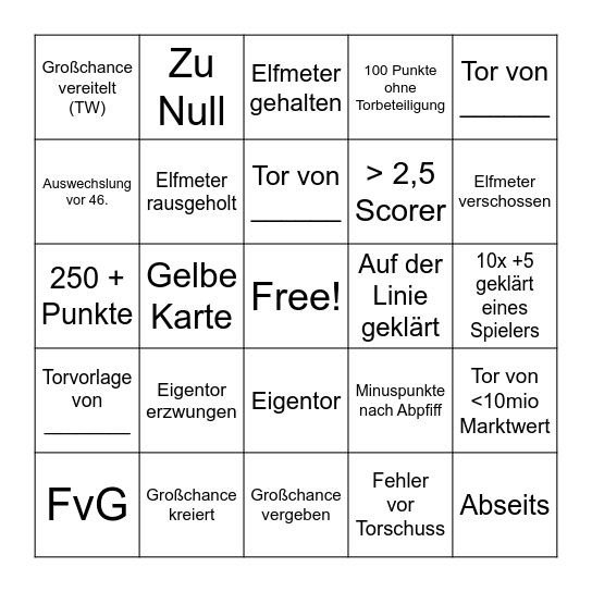 Kickbase Bingo Card