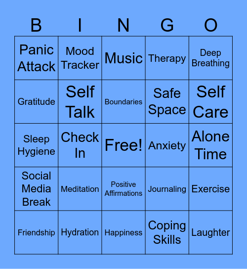 Mental Health Bingo Card
