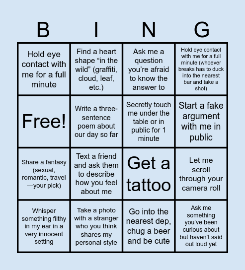 Let’s mix the blue with the yellow Bingo Card