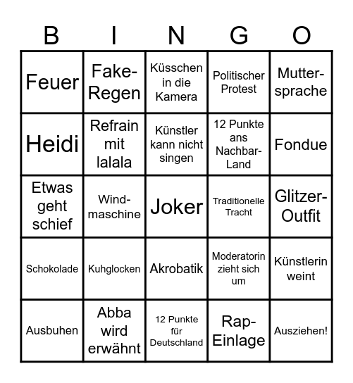 ESC-Bingo Card