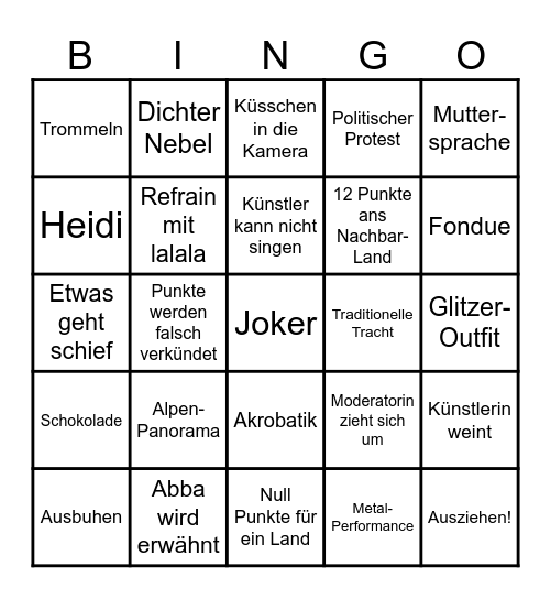 ESC-Bingo Card