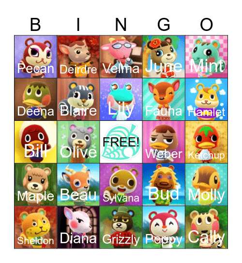 Animal Crossing Bingo Card