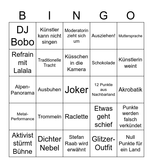 ESC-Bingo Card
