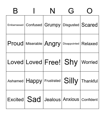 Feelings Bingo Card
