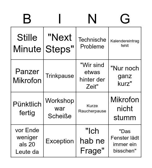 THEORG Schulung Bingo Card