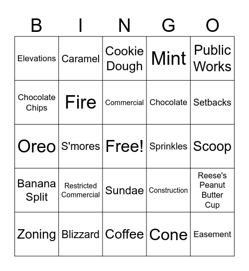 Land Development Bingo Card