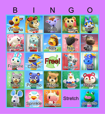Animal Crossing Bingo Card