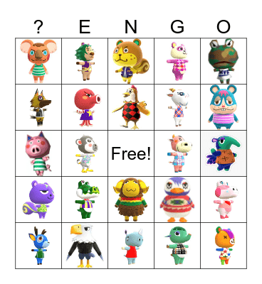 Animal Crossing Bingo Card