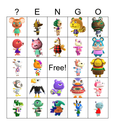 Animal Crossing Bingo Card