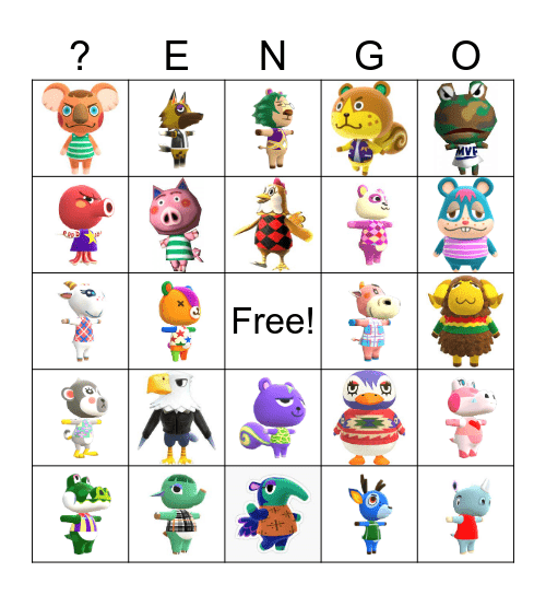 Animal Crossing Bingo Card