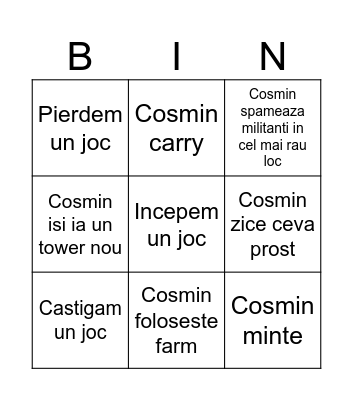 Cosmin bingo Card