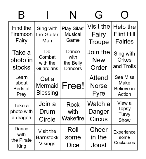 Spring Fling Kids Quest Bingo Card