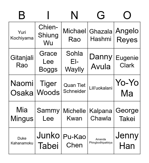 AAPI Month Bingo Card