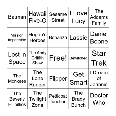 50s & 60s TV Shows Bingo Card