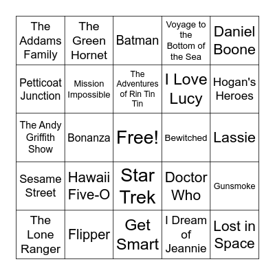 50s & 60s TV Shows Bingo Card