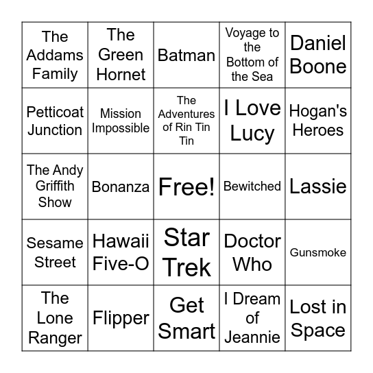 50s & 60s TV Shows Bingo Card
