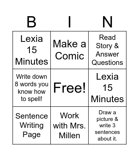 Language Bingo Card
