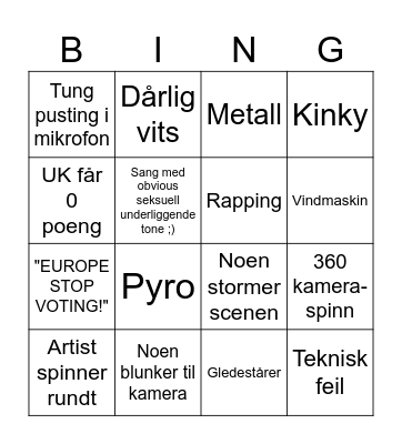 <3 EUROVISION 2025 <3 Bingo Card