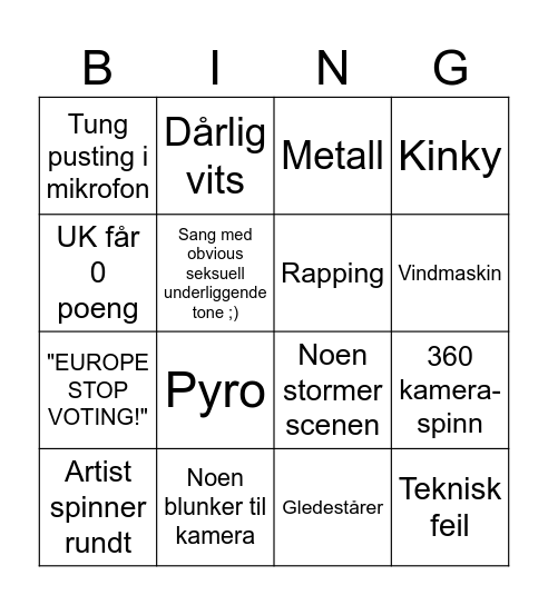 <3 EUROVISION 2025 <3 Bingo Card