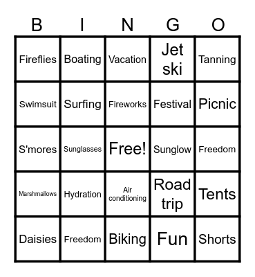 Summer! Bingo Card