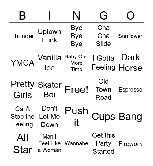 MUSIC BINGO Card