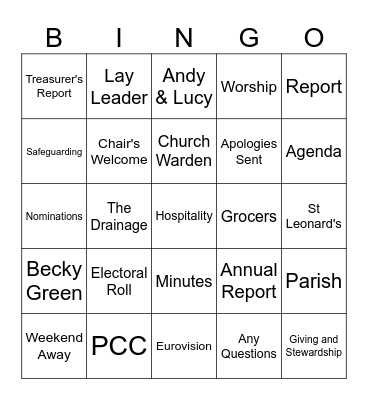 Bow Church APCM Bingo Card