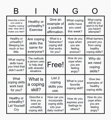 Coping Skills Bingo! Bingo Card