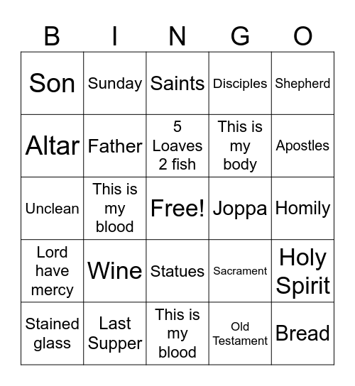 Sunday School Bingo Card