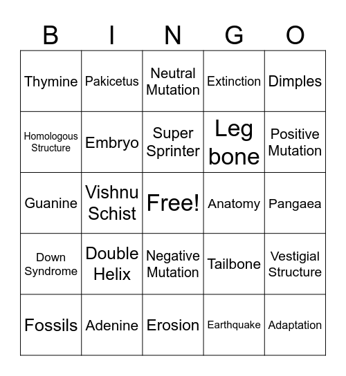 Q3 Science Bingo Card