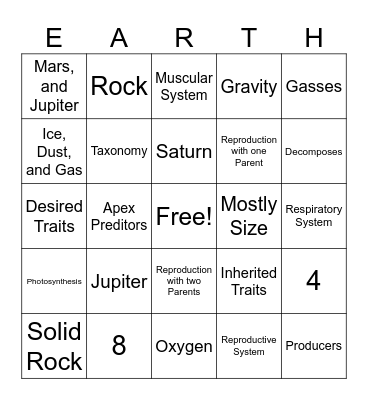 Science Bingo Card