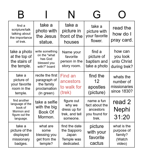 Bingo scavenger hunt Bingo Card