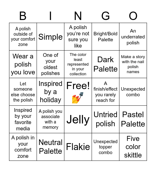 Use Your Nail Polish Stash Bingo Card