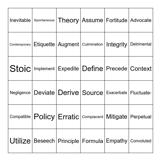 End of the Year W.o.D. Bingo Card