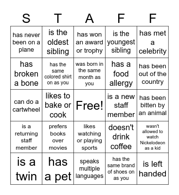 Find someone who Bingo Card