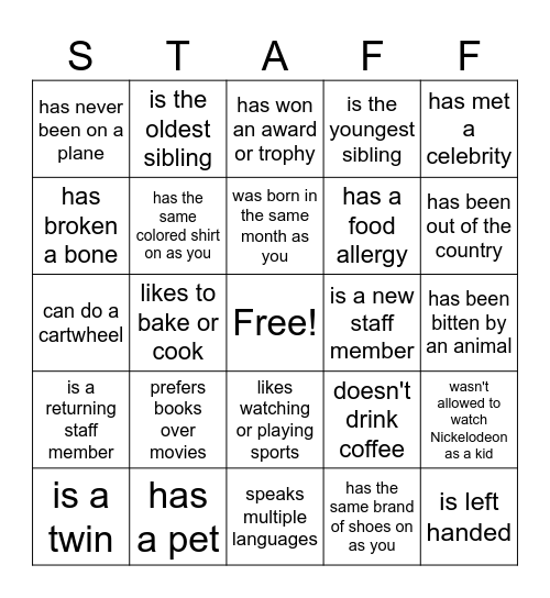 Find someone who Bingo Card